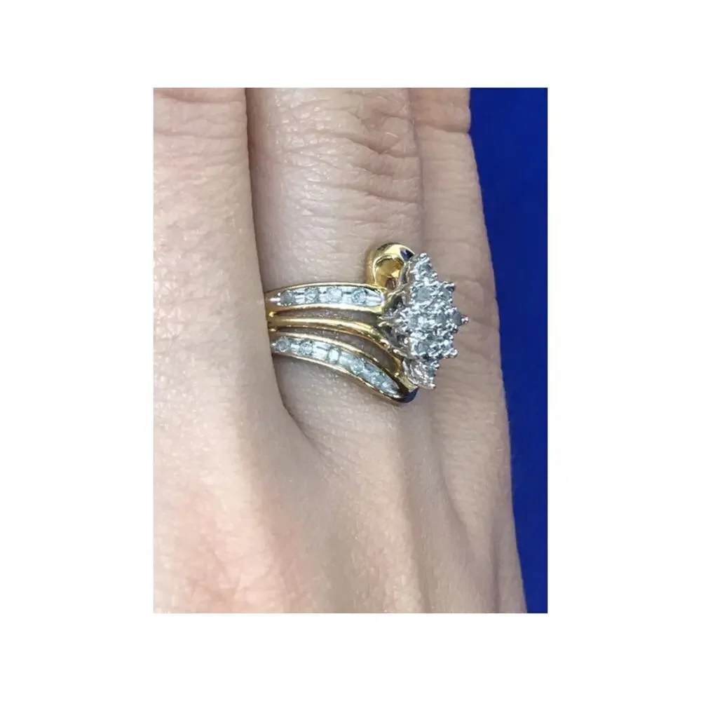 925 Sterling Silver Gold Plated CZ Ring Size 7